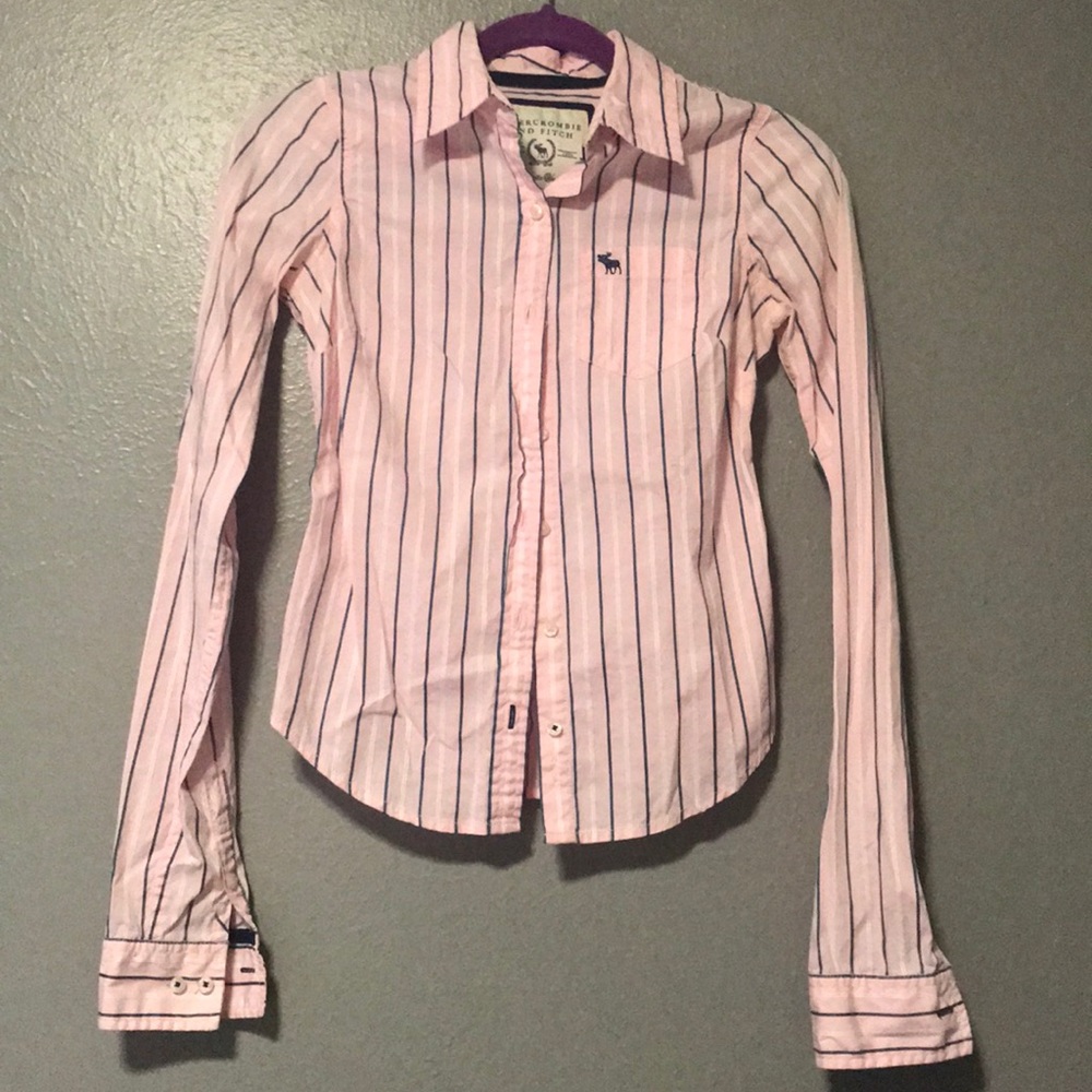 Pink Vintage A&F Pinstripe Button Down